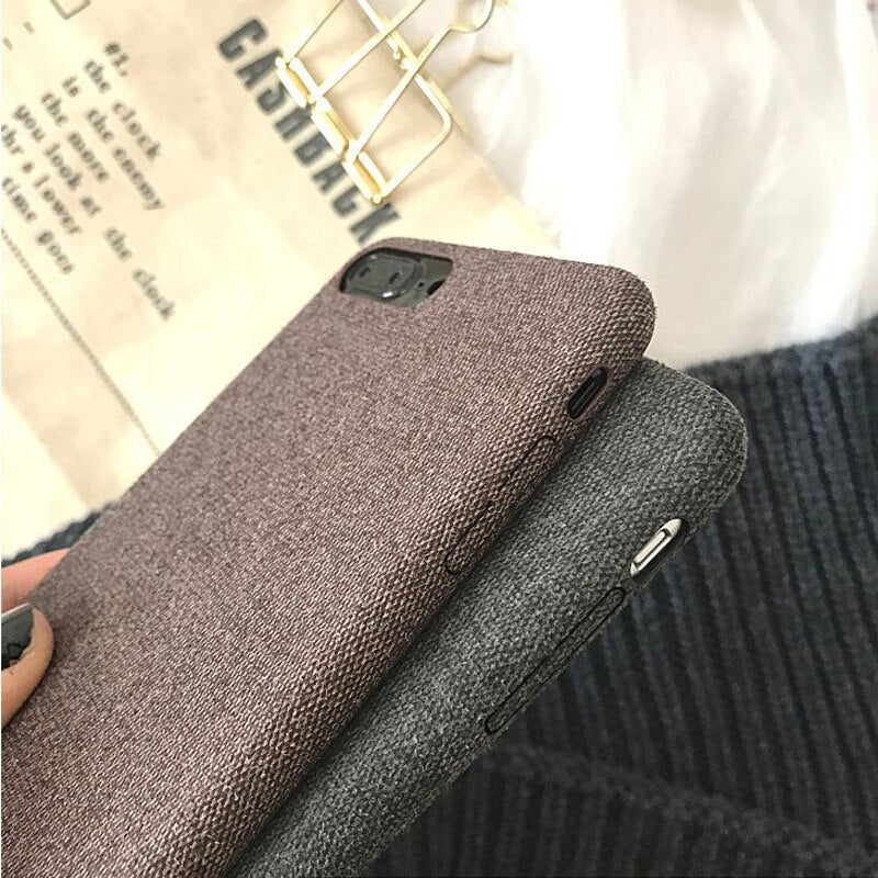 Ottwn Warm Plush Cases For iPhone 11 Pro Max XS Max XR X 6 6s 7 8 Plus Cotton Linen Canvas Fabric Soft TPU Silicone Cover Fundas