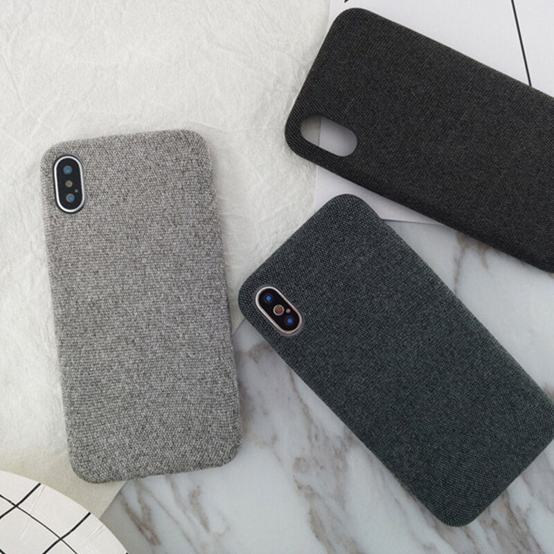 Ottwn Warm Plush Cases For iPhone 11 Pro Max XS Max XR X 6 6s 7 8 Plus Cotton Linen Canvas Fabric Soft TPU Silicone Cover Fundas