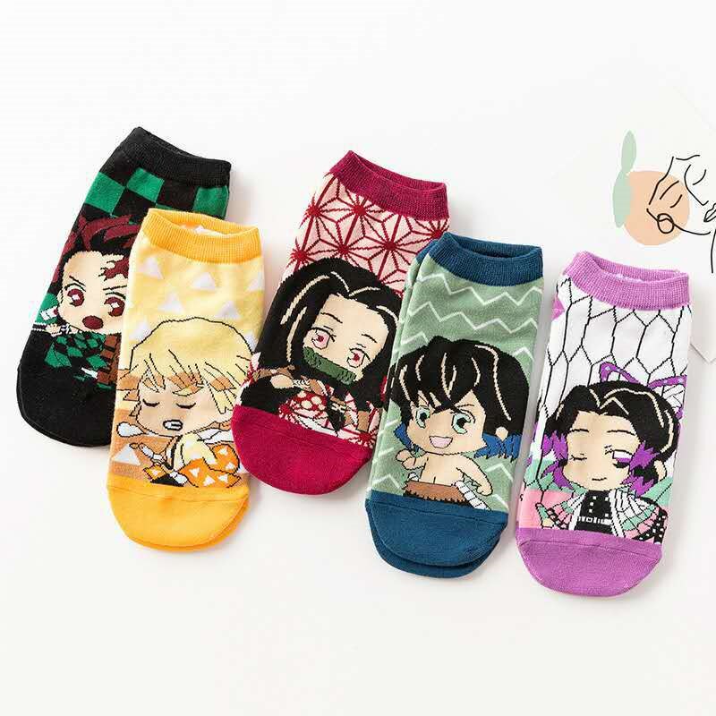 Demon Slayer Kimetsu No Yaiba Sock Short Socks Cosplay Prop Cartoons Anime Kamado Tanjirou Kamado Nezuko Cotton Socks Halloween