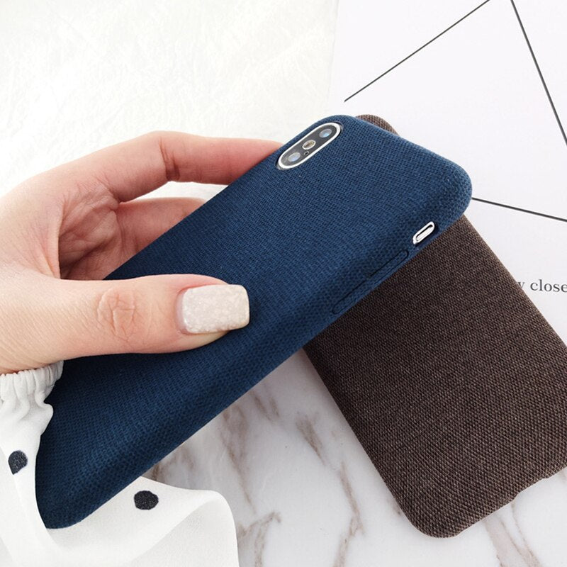 Ottwn Warm Plush Cases For iPhone 11 Pro Max XS Max XR X 6 6s 7 8 Plus Cotton Linen Canvas Fabric Soft TPU Silicone Cover Fundas