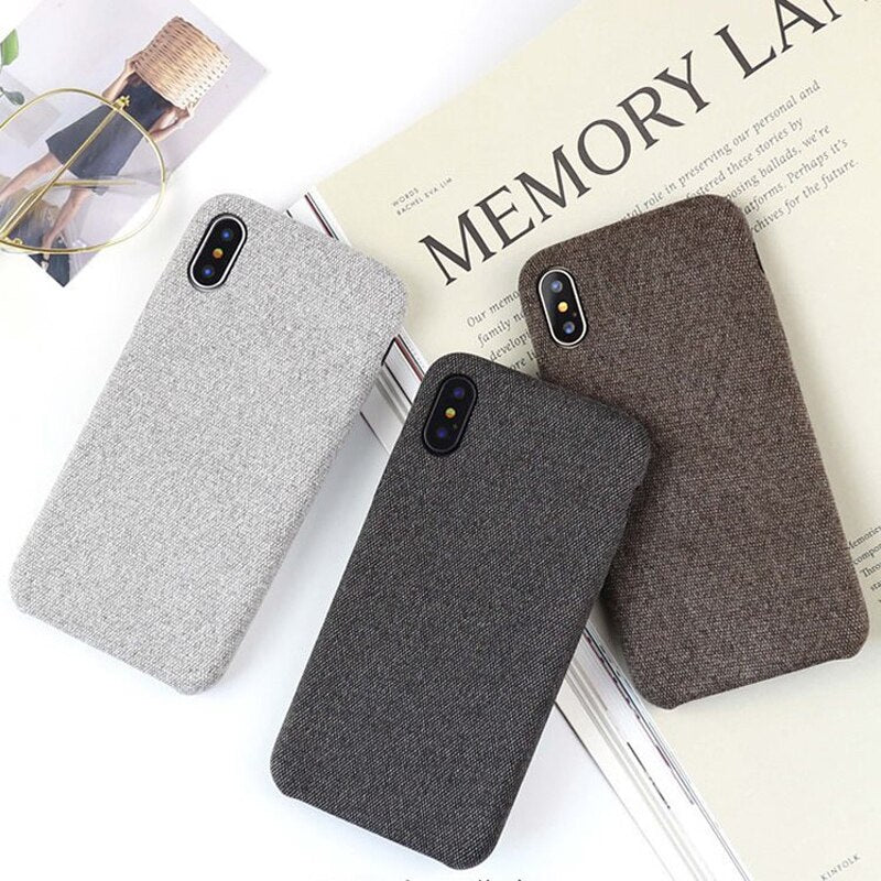 Ottwn Warm Plush Cases For iPhone 11 Pro Max XS Max XR X 6 6s 7 8 Plus Cotton Linen Canvas Fabric Soft TPU Silicone Cover Fundas