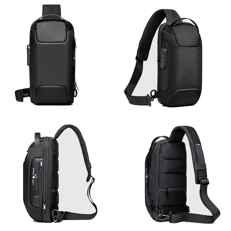 Men&#39;s Waterproof USB Oxford Crossbody Bag Anti-theft Shoulder Sling Bag Multifunction Short Travel Messenger Chest Pack For Male