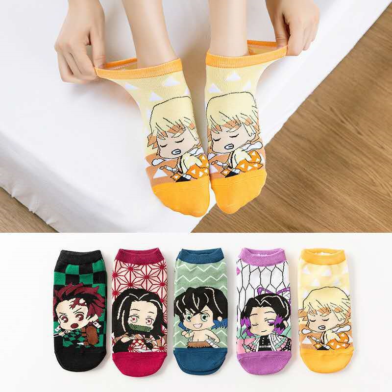 Demon Slayer Kimetsu No Yaiba Sock Short Socks Cosplay Prop Cartoons Anime Kamado Tanjirou Kamado Nezuko Cotton Socks Halloween