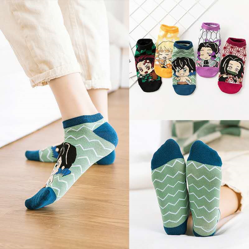 Demon Slayer Kimetsu No Yaiba Sock Short Socks Cosplay Prop Cartoons Anime Kamado Tanjirou Kamado Nezuko Cotton Socks Halloween