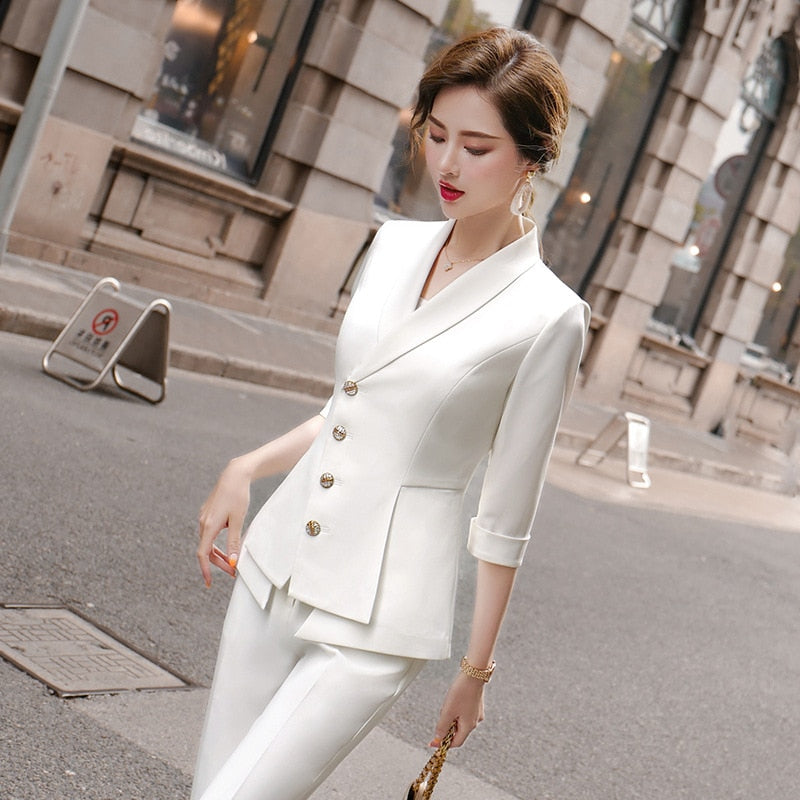 Casual Women& new summer elegant ladies white blazer jacket