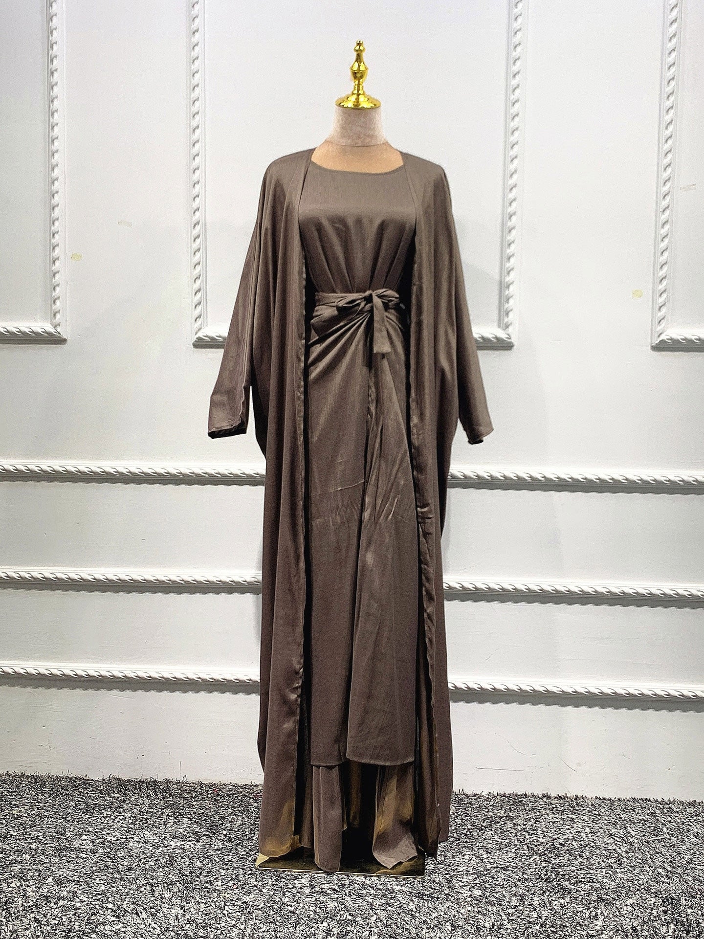 3 Piece Outfit Kimono Open Abaya