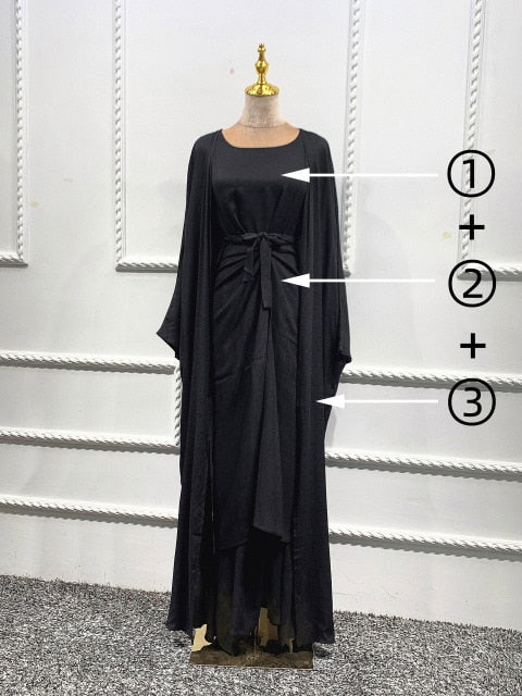 3 Piece Outfit Kimono Open Abaya