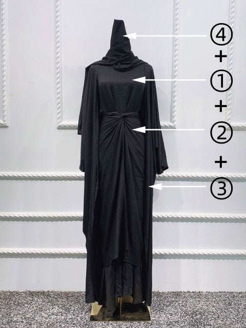 3 Piece Outfit Kimono Open Abaya