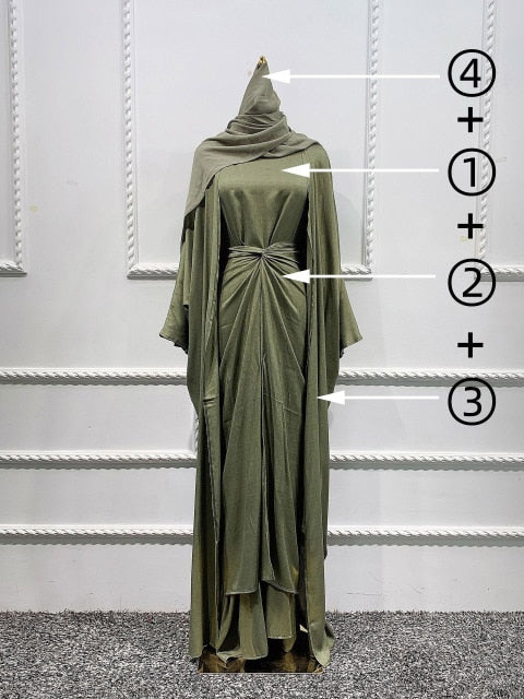 3 Piece Outfit Kimono Open Abaya